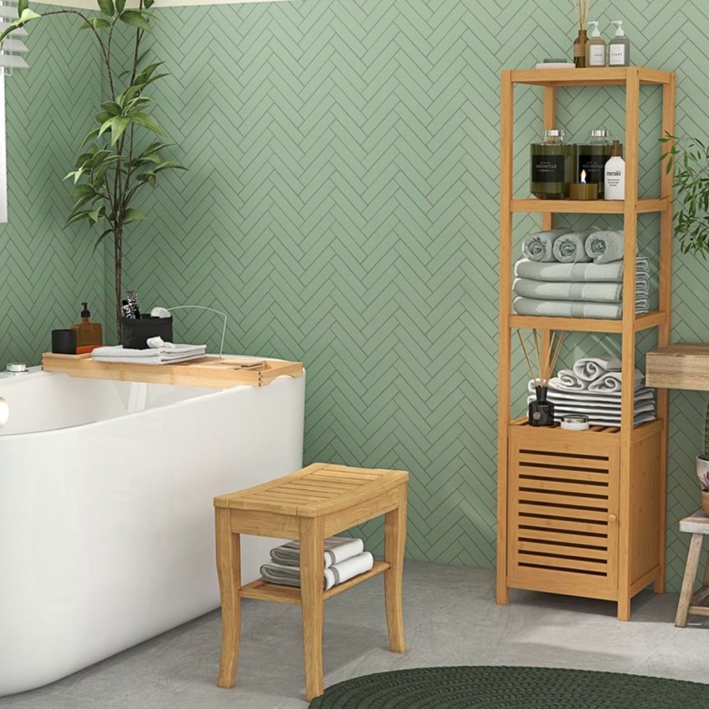 Natural Bamboo Bath Storage Bench - Picture 5 of 8
